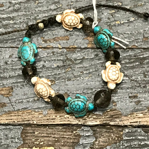 Semiprecious Gemstone Howlite Turquoise Turtle Bracelet