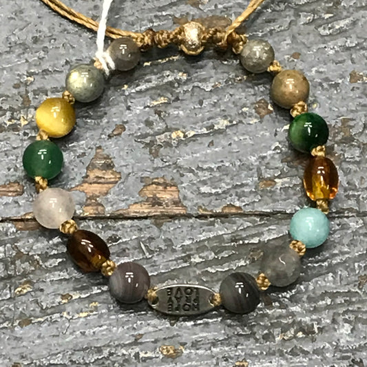 Semiprecious Gem Stone Hope Pray Love Amber Quartz Jasper Bracelet