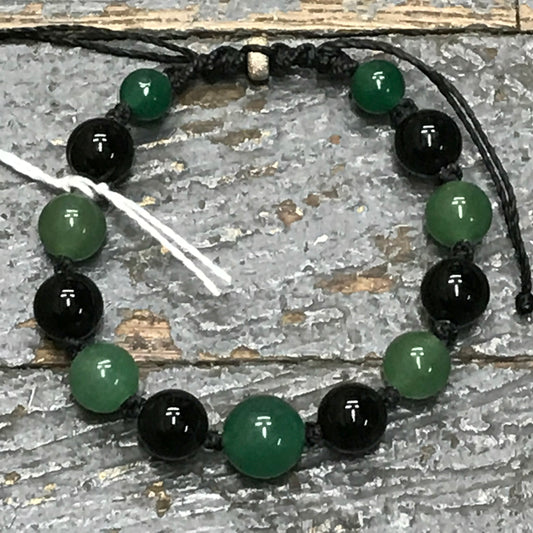 Semiprecious Gem Stone Aventurine Black Onyx Bracelet