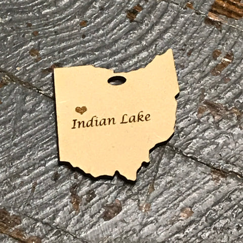 Indian Lake Ohio Wood Engraved Holiday Christmas Tree Ornament 