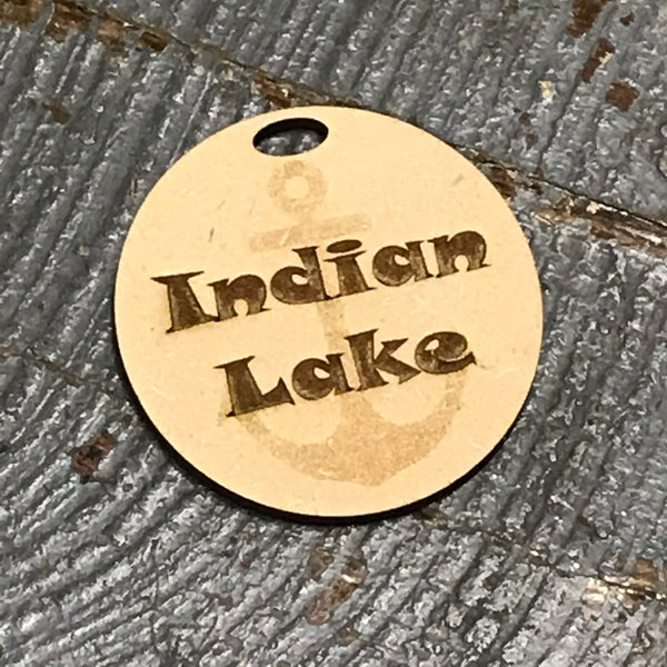 Indian Lake Nautical Anchor Wood Engraved Holiday Christmas Tree Ornament