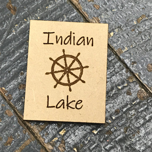 Indian Lake Nautical Wheel Rectangle Wood Engraved Fridge Freezer Refrigerator Magnet