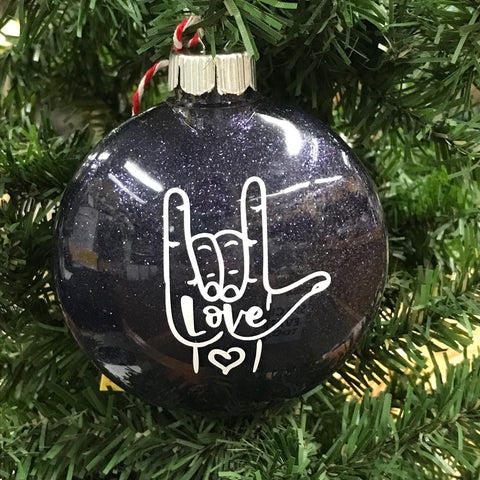 Holiday Christmas Tree Ornament Sign Language Love
