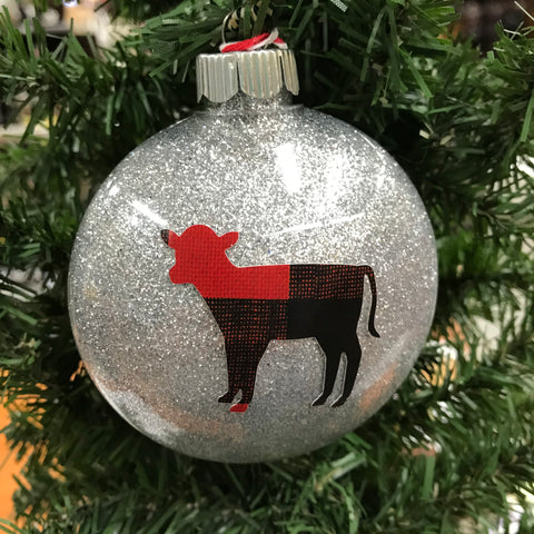 Holiday Christmas Tree Ornament Buffalo Plaid Cow Animal 