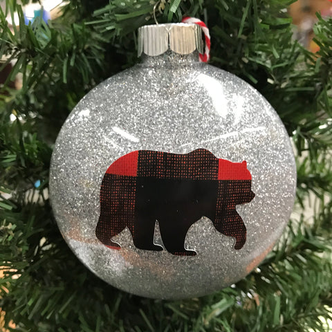 Holiday Christmas Tree Ornament Buffalo Plaid Bear Animal