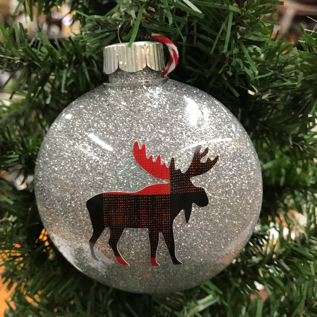 Holiday Christmas Tree Ornament Buffalo Plaid Moose Animal 