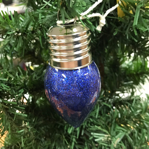 Holiday Christmas Tree Ornament Light of Friendship Blue Light Bulb