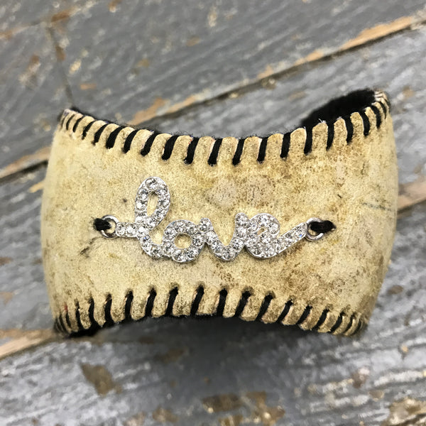 Handmade Baseball Bracelet Black with Love Jewelry