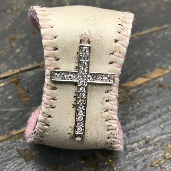 Handmade Baseball Bracelet Pink with Cross Jewelry