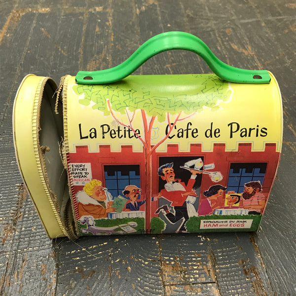 Vintage La Petite Cafe de Paris Vinyl Lunch Box Pail Tote c1960s