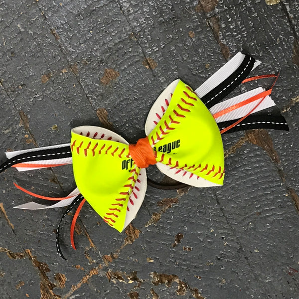 Handmade Softball Pony Tail Hair Band Bows with Stitching Assorted Colors Black Orange