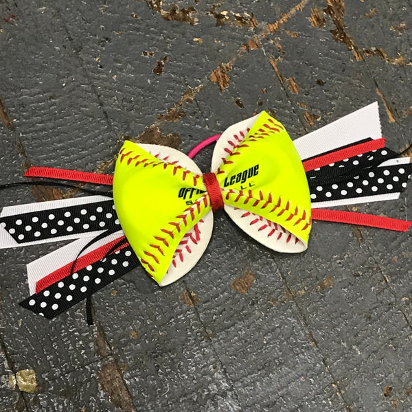 Handmade Softball Pony Tail Hair Band Bows with Stitching Assorted Colors Black Red