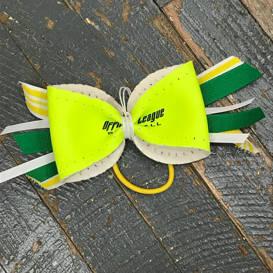 Handmade Softball Pony Tail Hair Band Bows Assorted Colors Green Yellow