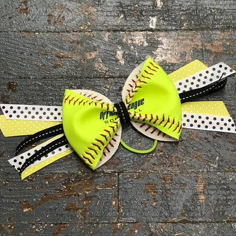 Handmade Softball Pony Tail Hair Band Bows with Stitching Assorted Colors Black Yellow