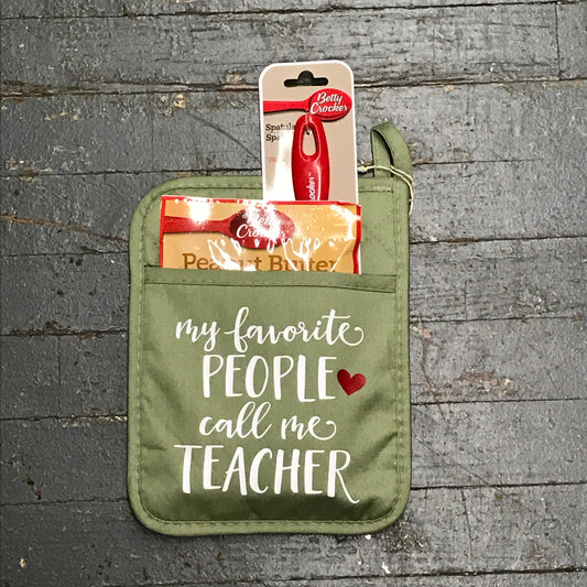 My Favorite People Call Me Teacher Oven Mitt Baking Gift Set 