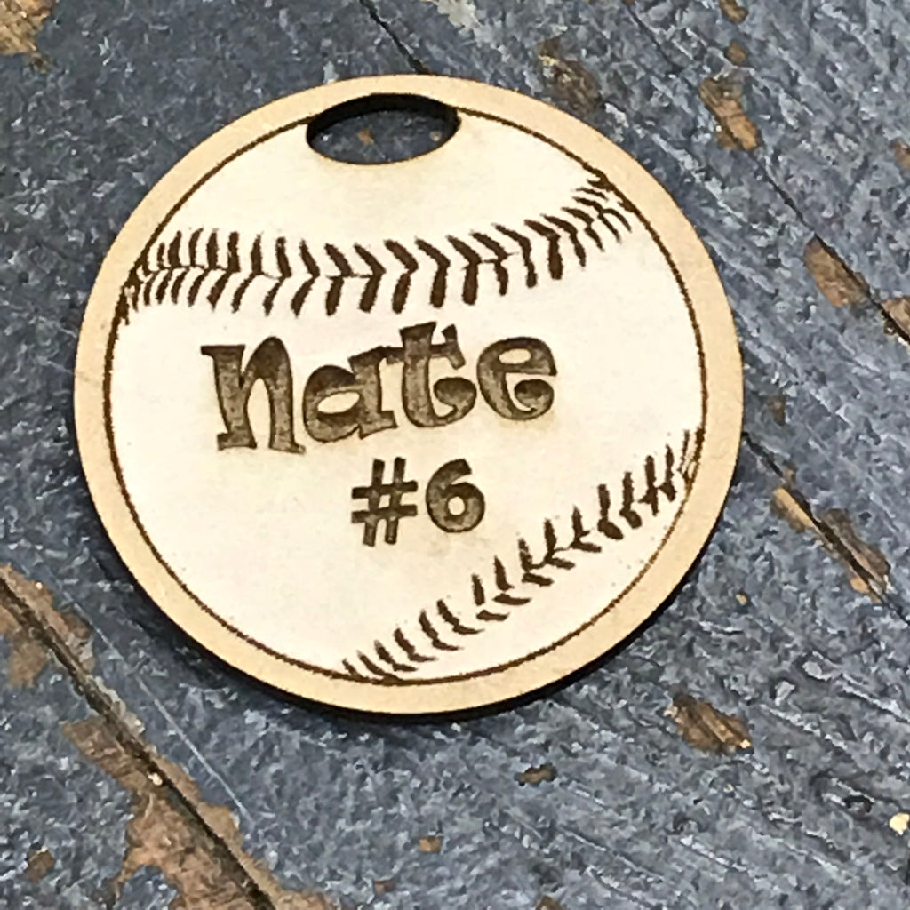 Baseball Sports Personalized Wood Engraved Holiday Christmas Tree Ornament Key Chain