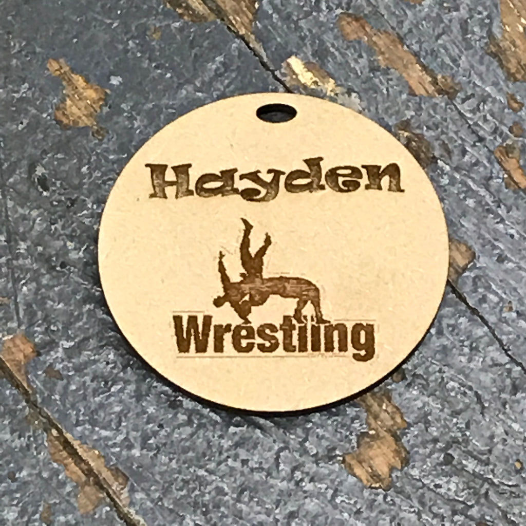 Wrestling Sports Personalized Wood Engraved Holiday Christmas Tree Ornament Key Chain
