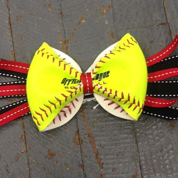 Handmade Softball Pony Tail Hair Band Bows with Stitching Assorted Colors Black Red