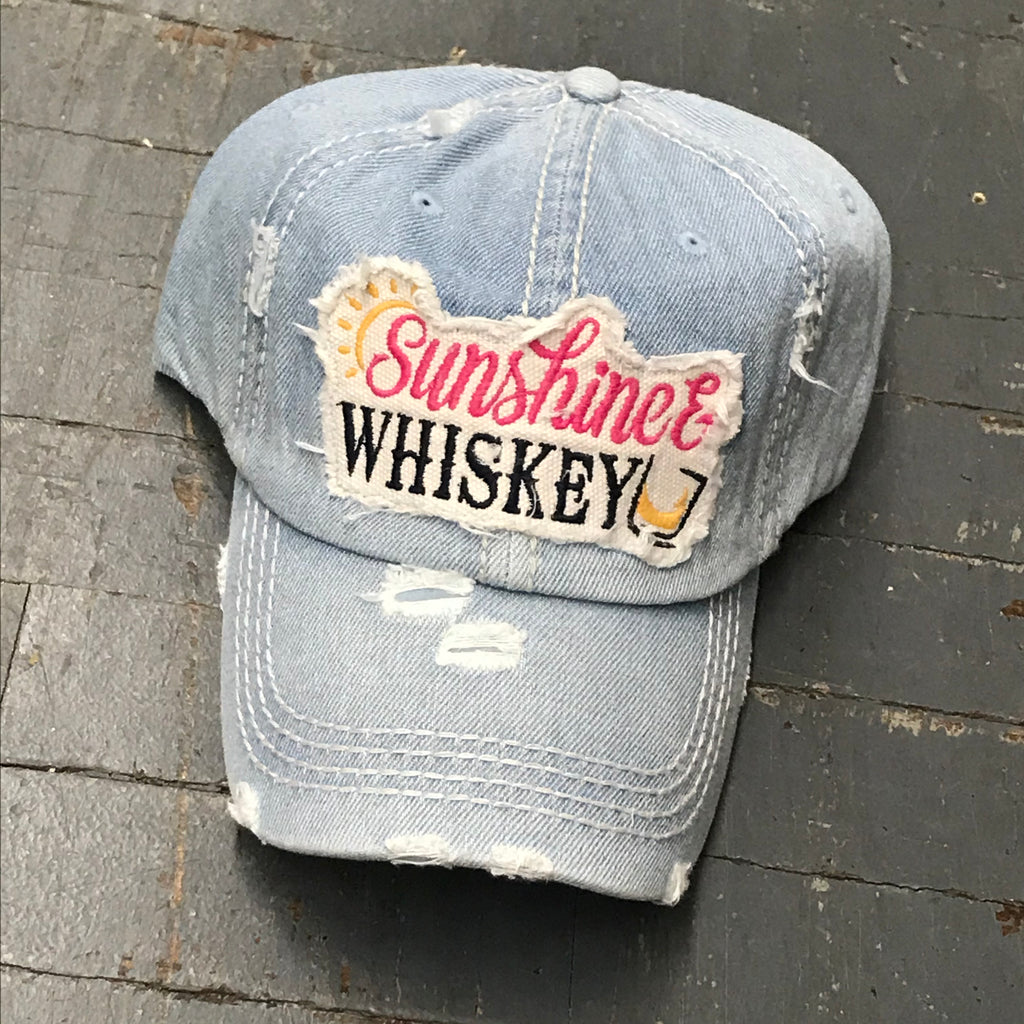 Sunshine Whiskey Patch Rugged Denim Embroidered Ball Cap