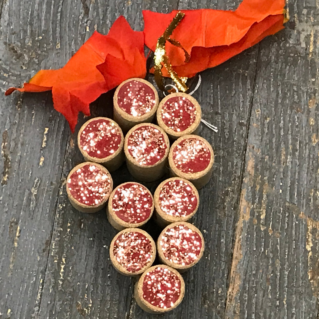 Wine Cork Red Grape Cluster Christmas Ornament Bar Decoration