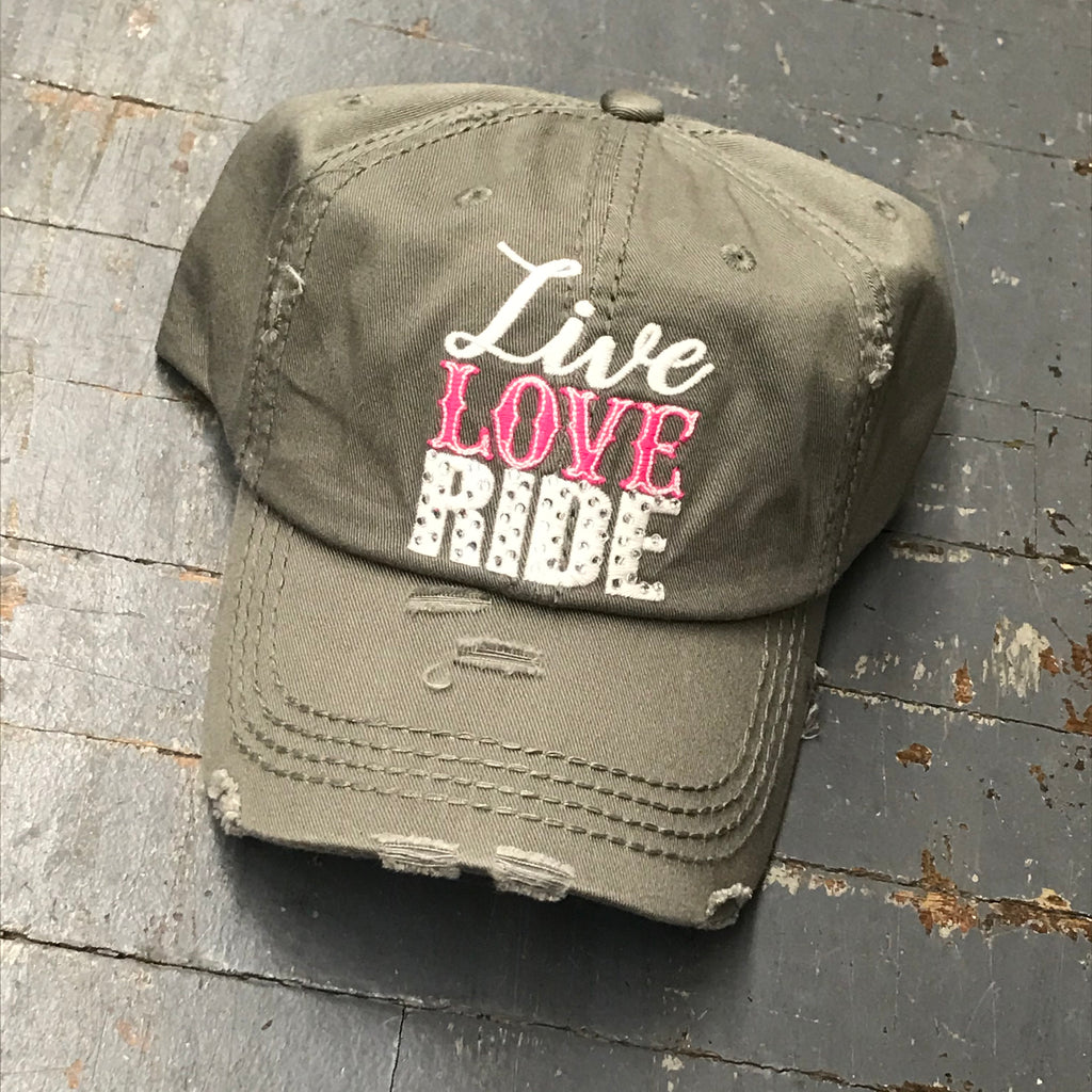 Live Love Ride Hat Grey Embroidered Ball Cap