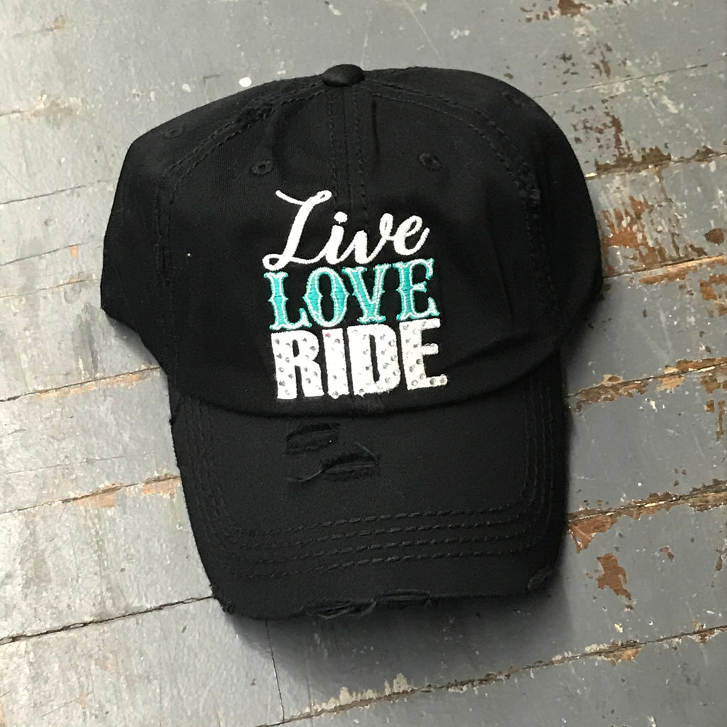 Live Love Ride Hat Black Embroidered Ball Cap