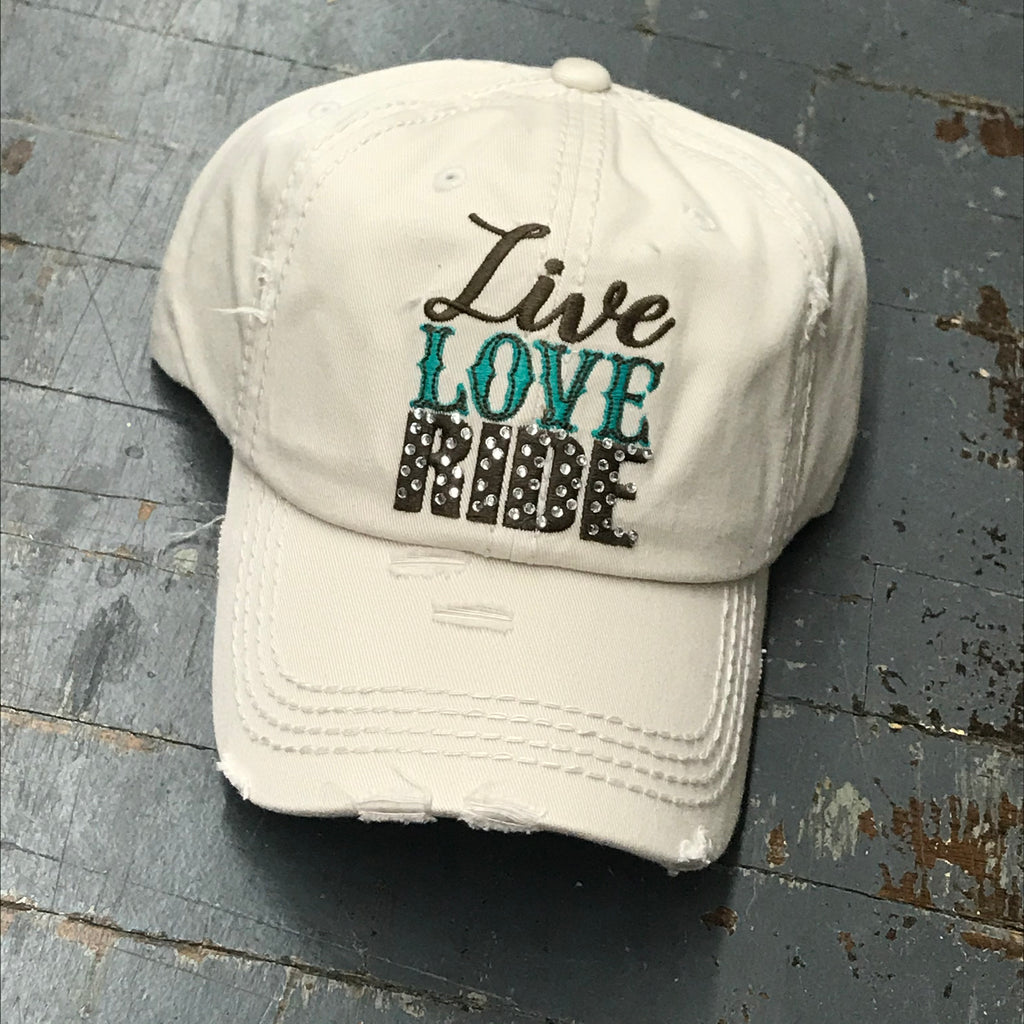 Live Love Ride Hat Khaki Embroidered Ball Cap