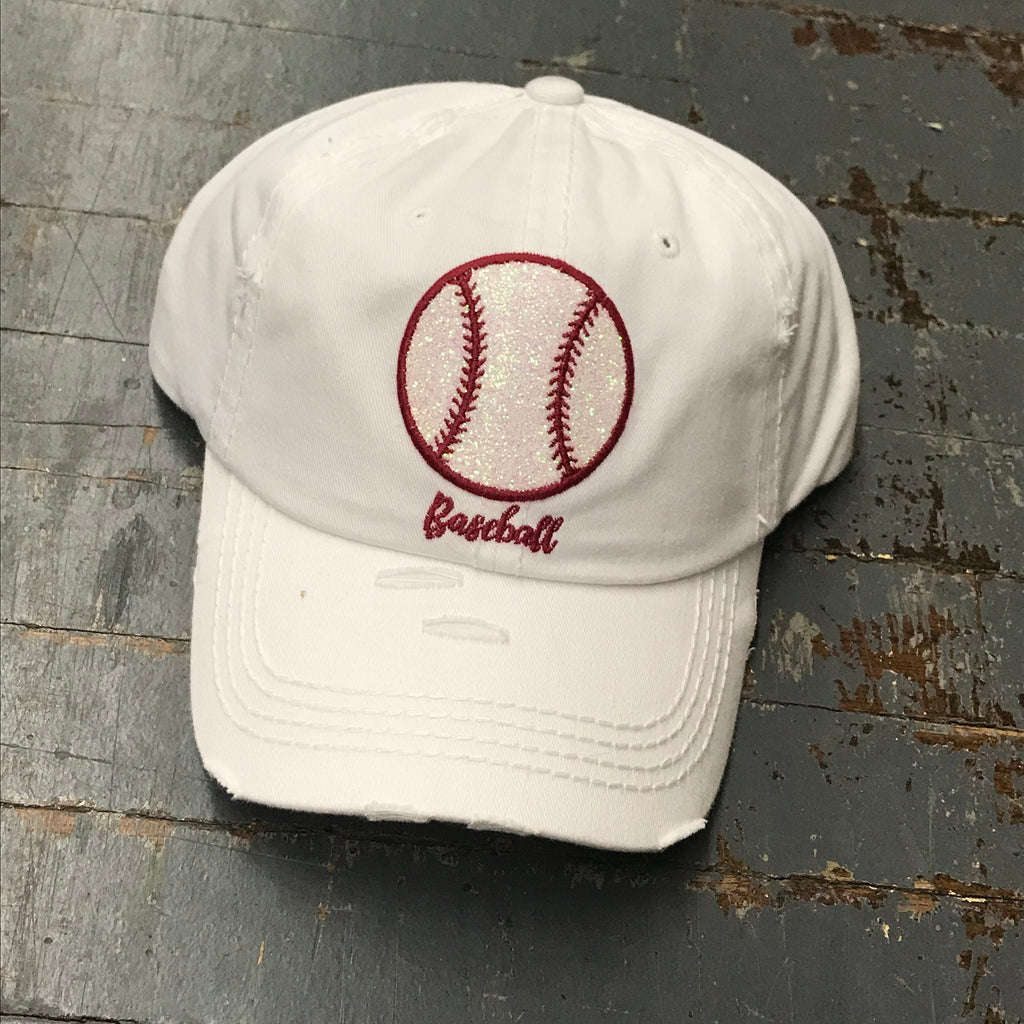 Baseball Patch Rugged White Embroidered Ball Cap