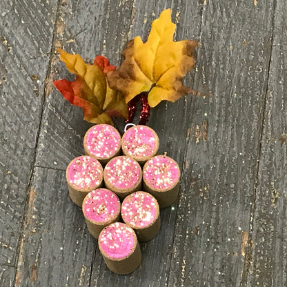 Wine Cork Pink Grape Cluster Christmas Ornament Bar Decoration