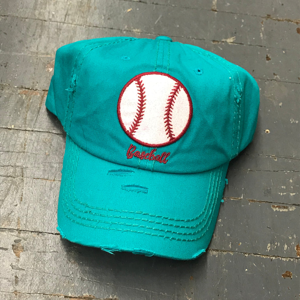 Baseball Patch Rugged Turquoise Teal Embroidered Ball Cap