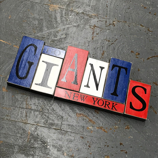 Hand Crafted Wood Word Block Set Football NFL New York Giants Decoration