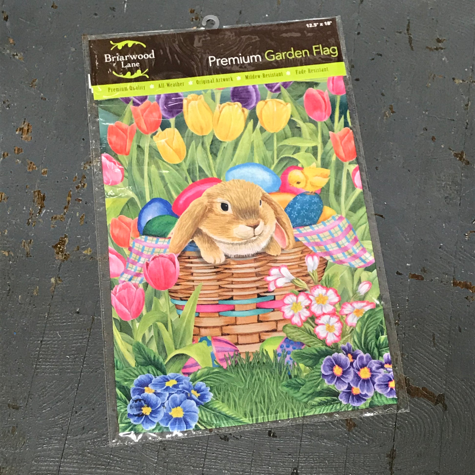 Spring Tulip Easter Bunny Basket Garden Flag