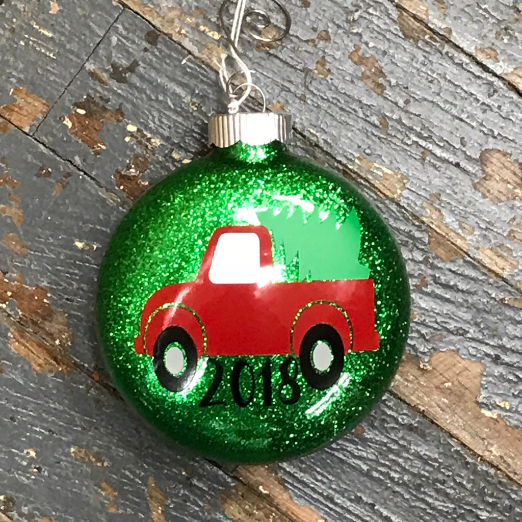Holiday Christmas Tree Ornament Retro Pick Up Truck Green