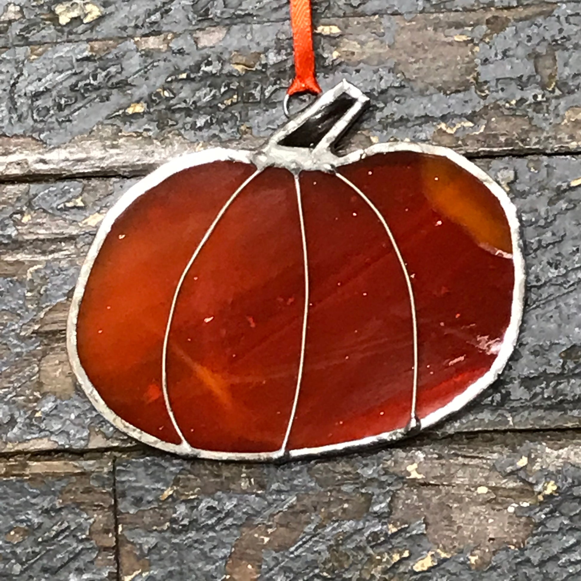 Stained Glass Sun Catcher Ornament Pumpkin 