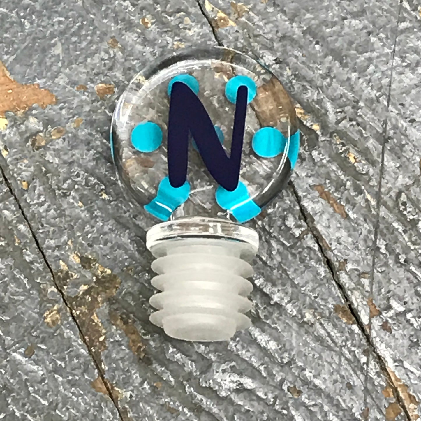 Bottle Stopper Cork Monogram Initial Letter N