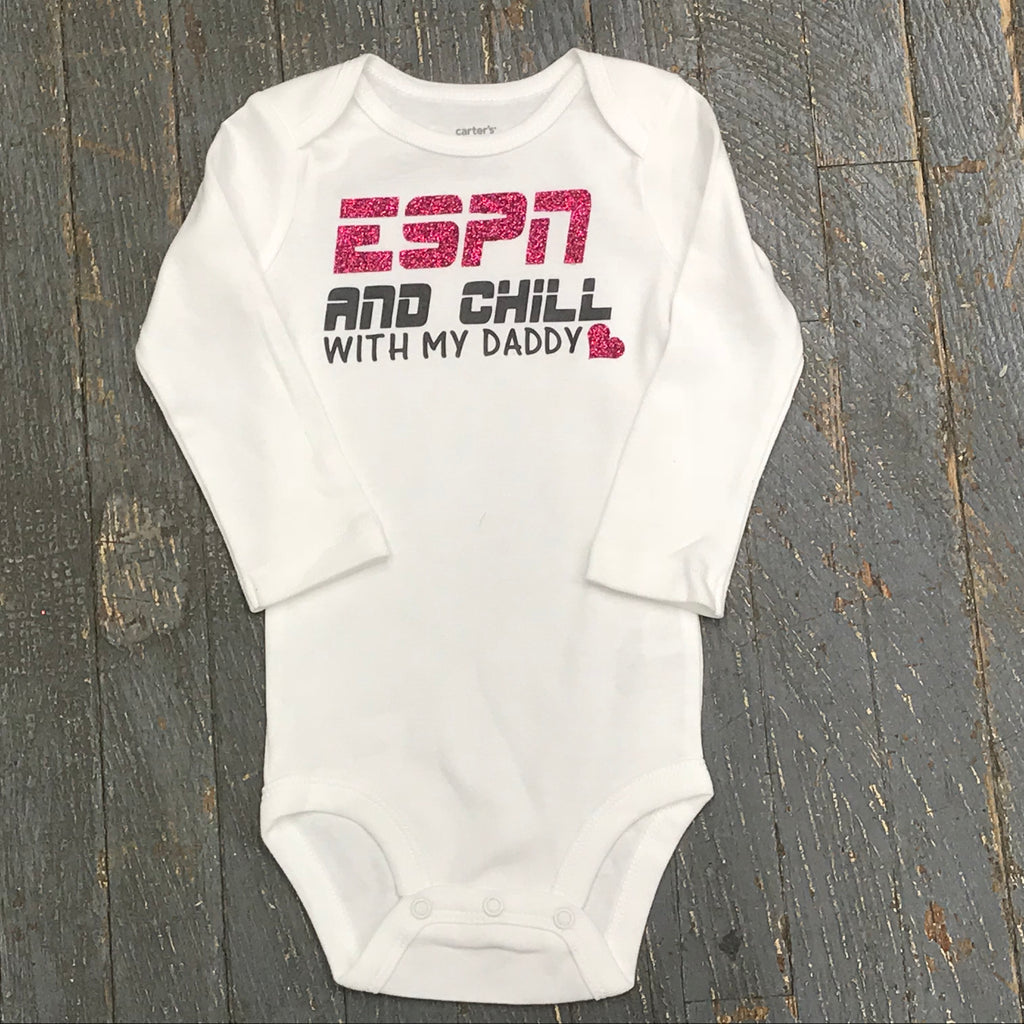 ESPN and Chill Glitter Personalized Onesie Bodysuit One Piece Newborn Infant Toddler Outfit