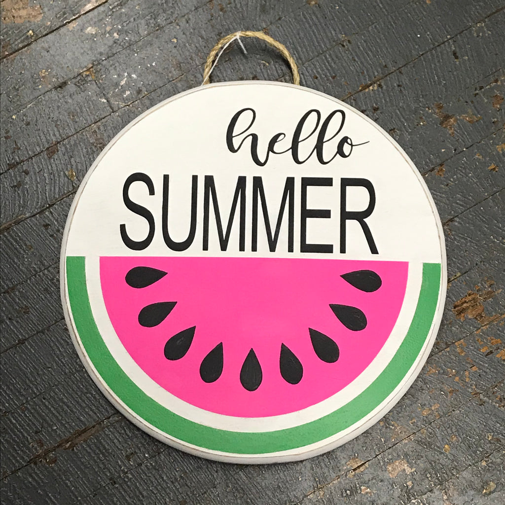Hello Summer Watermelon Round Indoor/Outdoor Wall Sign Door Wreath