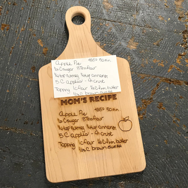 Custom Engraved Wood Recipe Cutting Board 