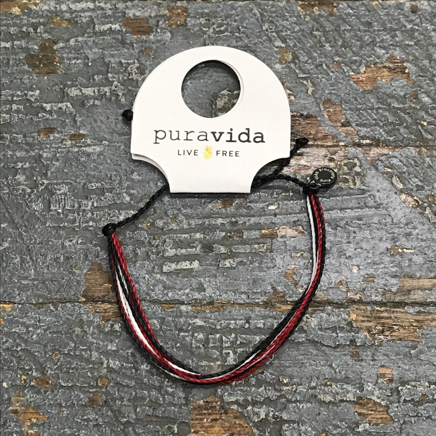 Puravida Live Free Pura Vida Bracelet Red Black White