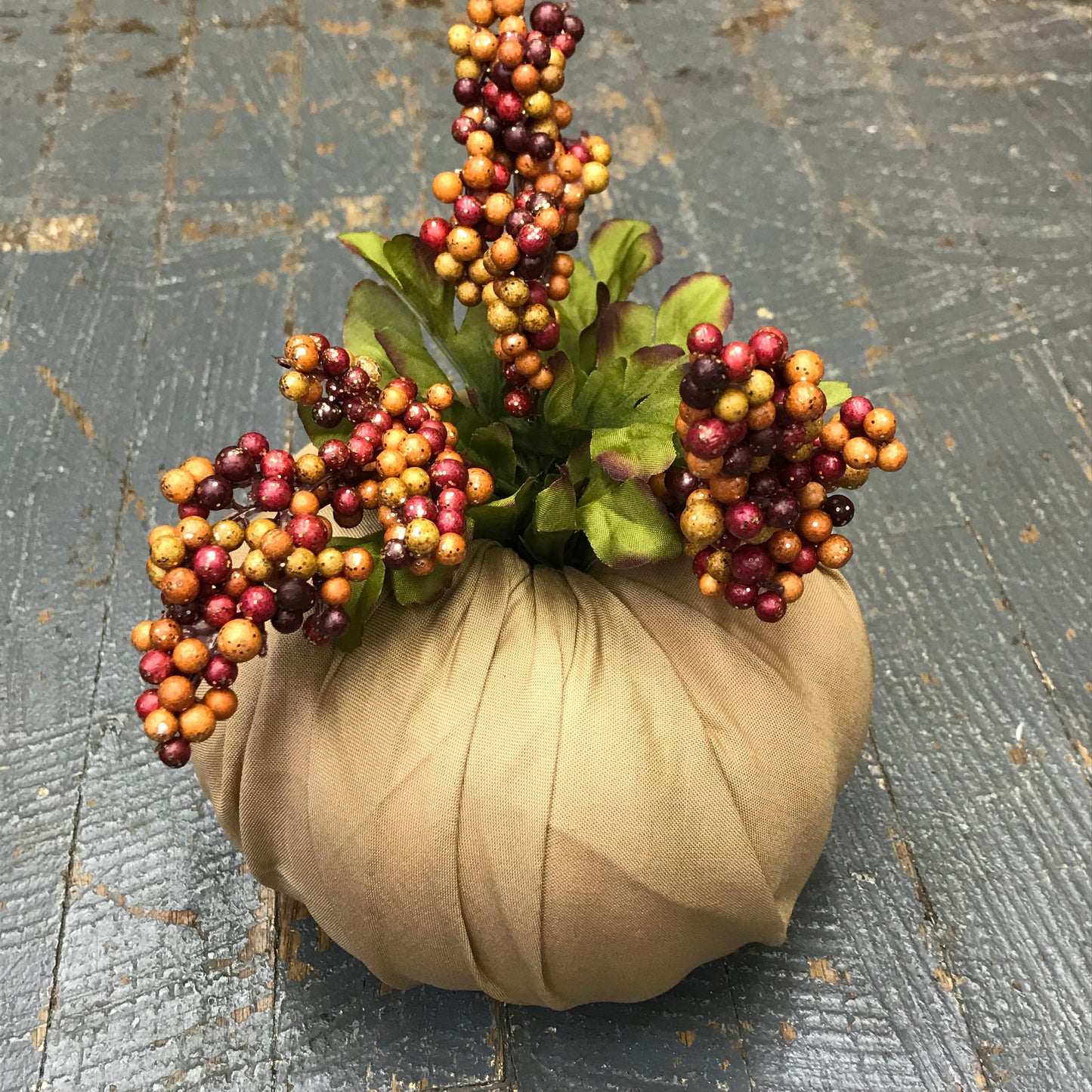 Fall Autumn Fabric Pumpkin Decoration Tan Detail