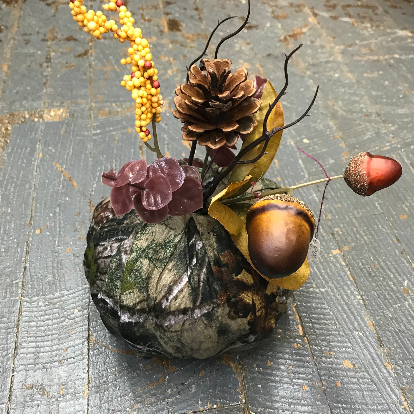 Fall Autumn Fabric Pumpkin Decoration Mossy Oak Camo Detail