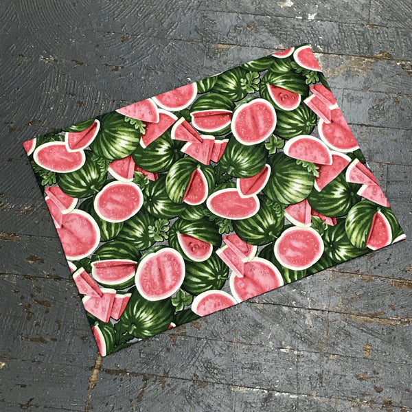 Reversible Handmade Fabric Cloth 4pc Placemat Set Red Pick Up Truck Summertime Watermelon Back