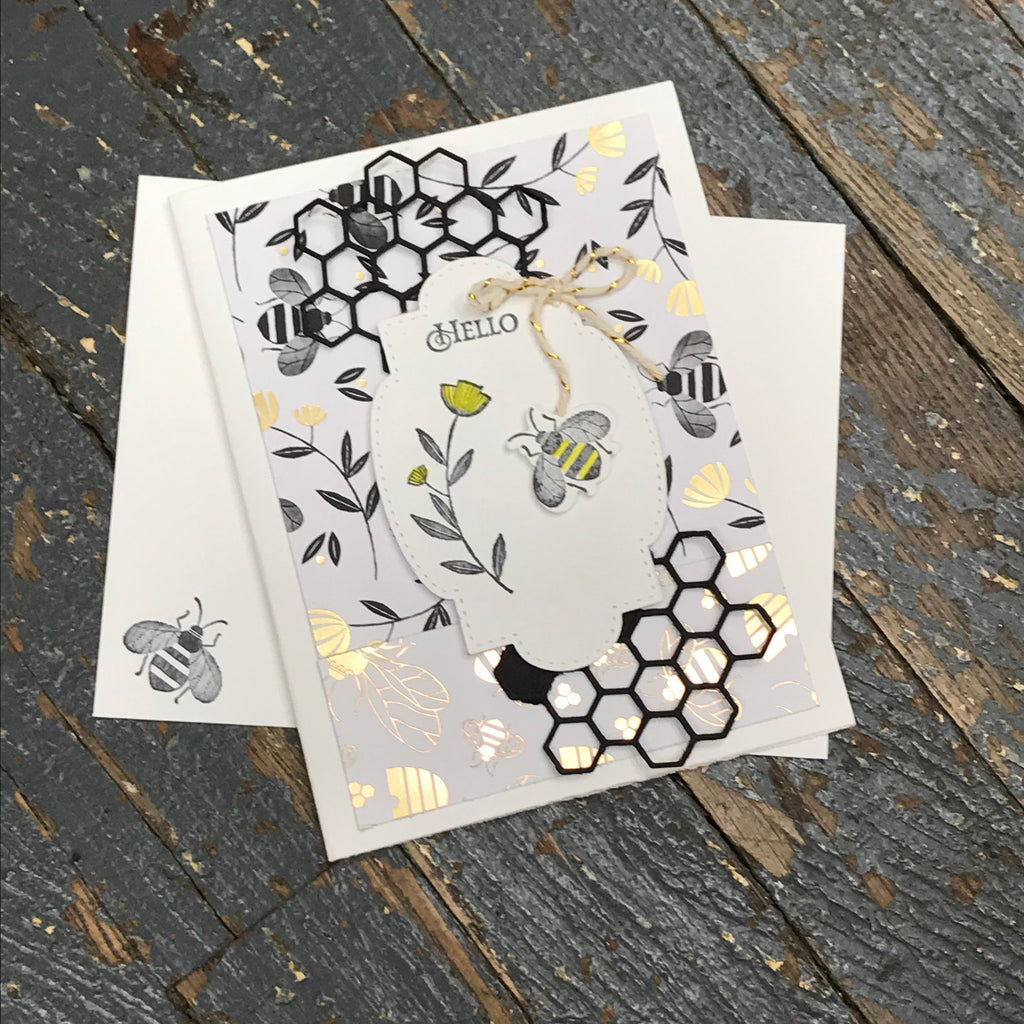 Hello Honey Bee Handmade Stampin Up Greeting Card with Envelope