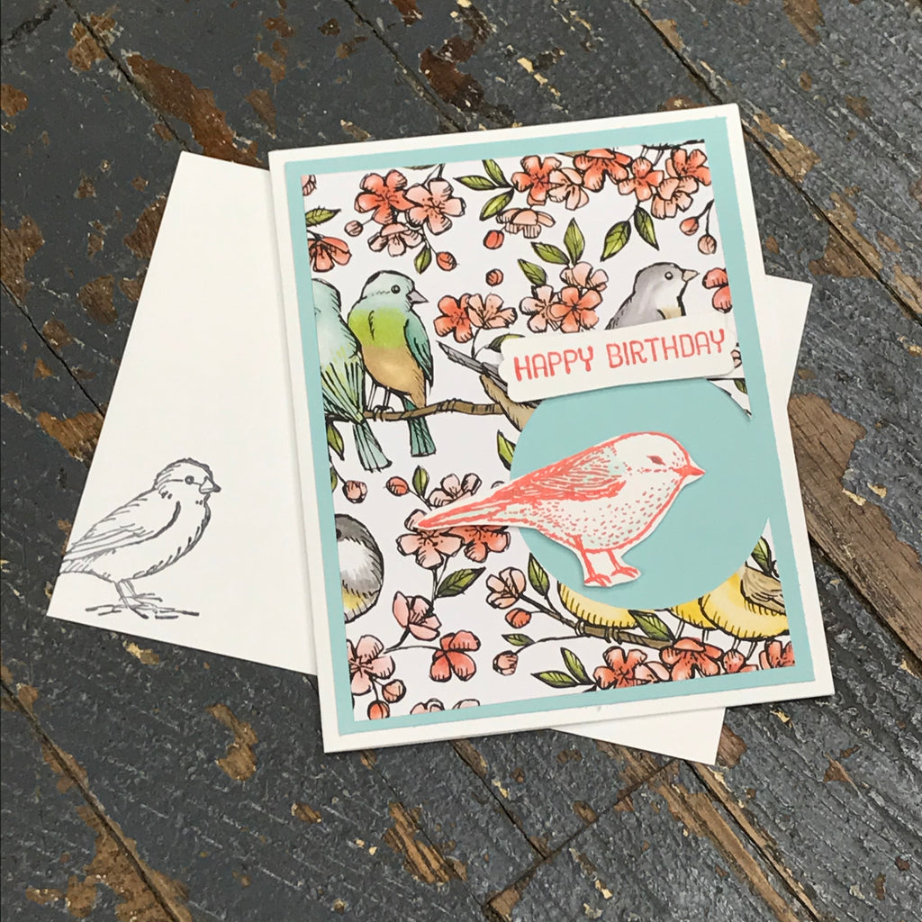 Happy Birthday Love Birds Handmade Stampin Up Greeting Note Card with Envelope