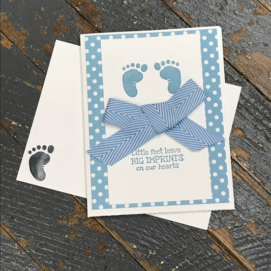 Little Feet Big Imprints New Baby Boy Handmade Stampin Up Greeting Note Card with Envelope