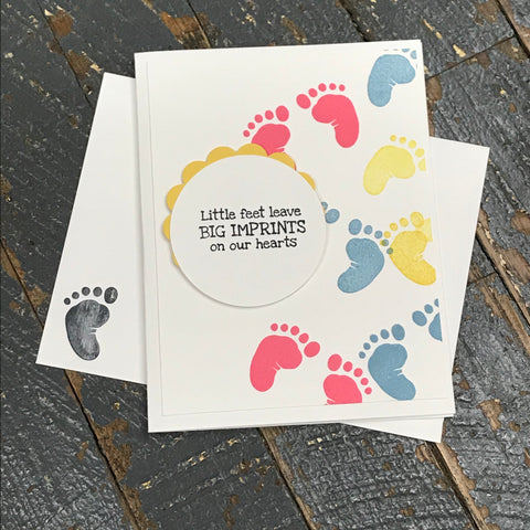 Little Feet Big Imprints New Baby Handmade Stampin Up Greeting Note Card with Envelope