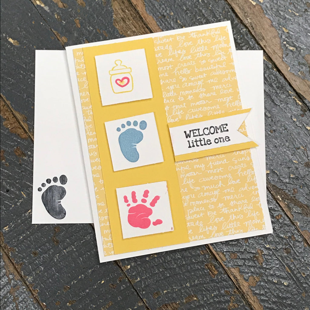 Welcome Little One New Baby Handmade Stampin Up Greeting Note Card with Envelope