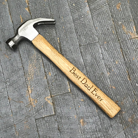 Wooden Engraved Tool Hammer 16oz Best Dad Ever 