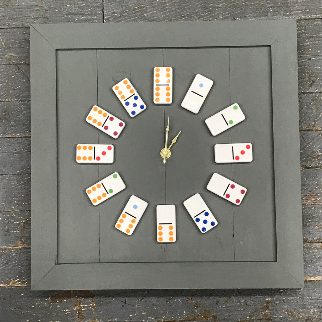 13.5" Square Wooden Domino Clock