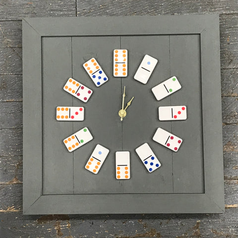 13.5" Square Wooden Domino Clock